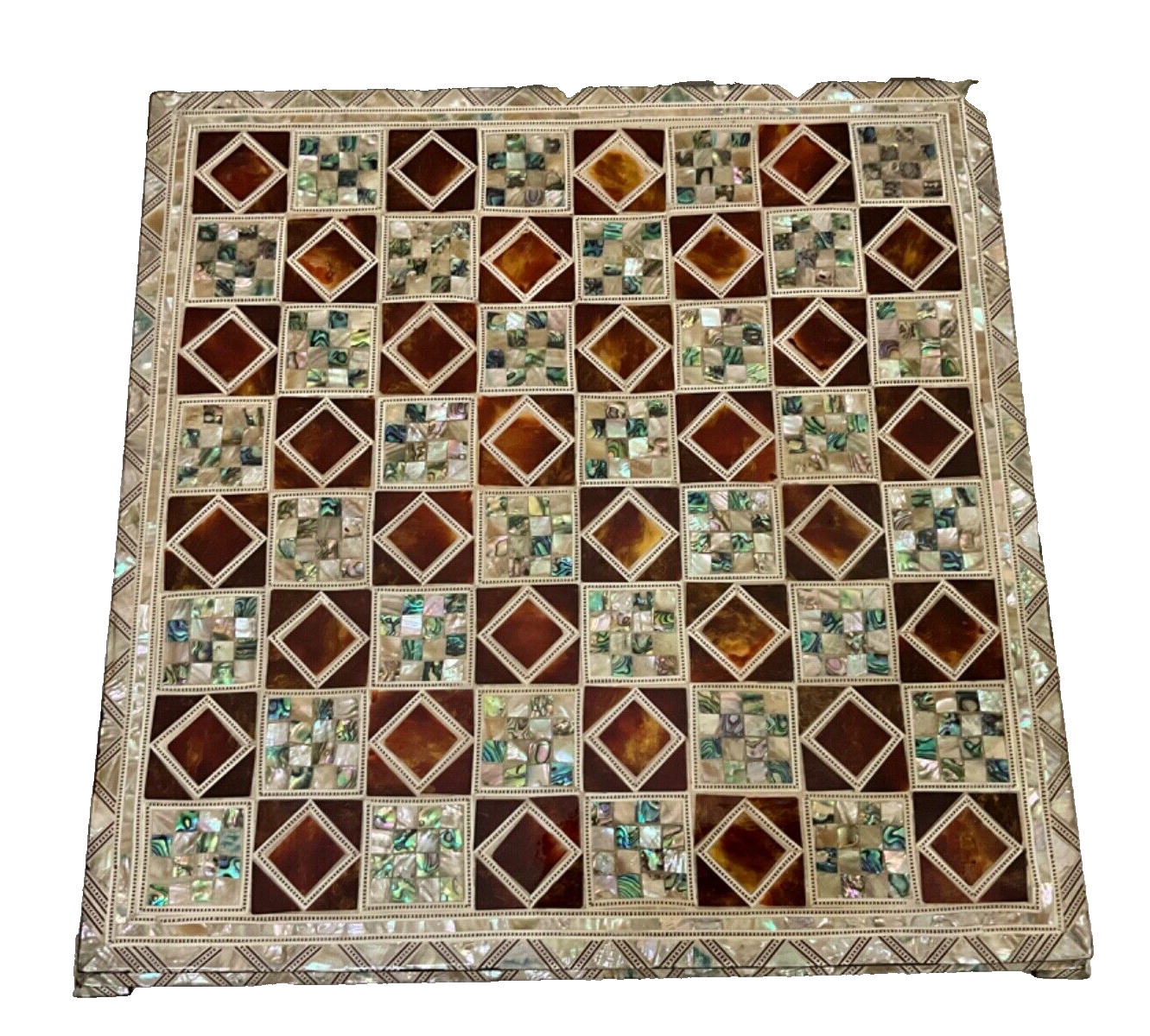 Handmade, Wood Chess Board, Game Board, Unique Board, Mother of Pearl Inlay 17"