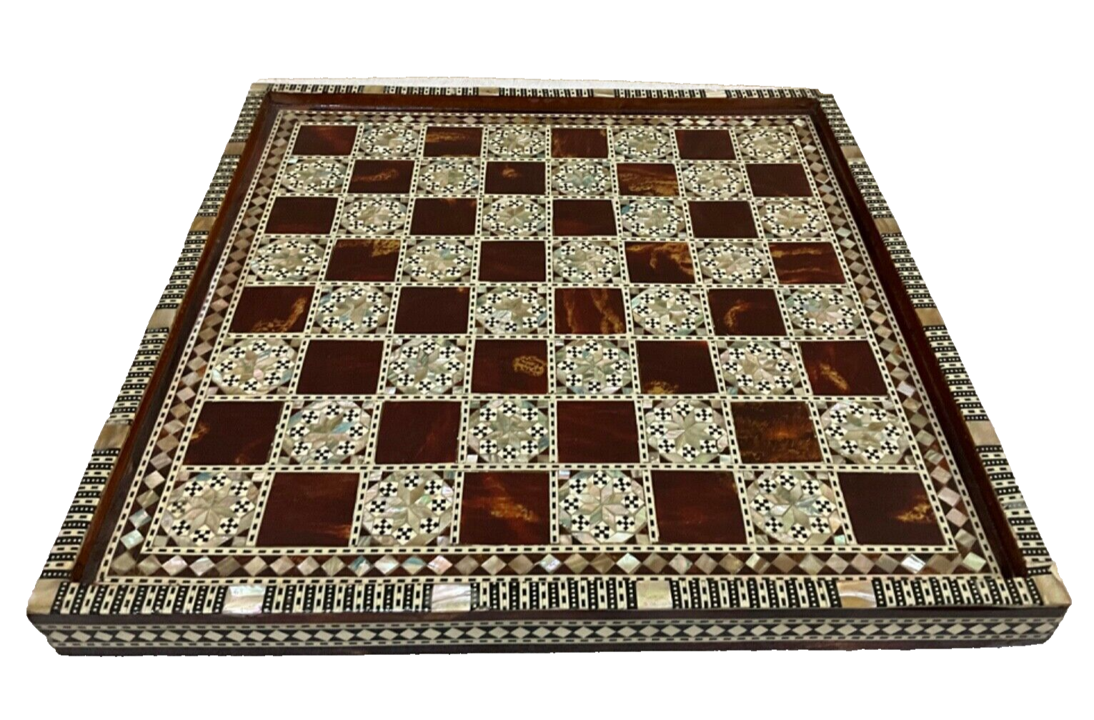 Handmade Wooden Chess Board, Wood Chess Board, Game Board, Mother of Pearl Inlay