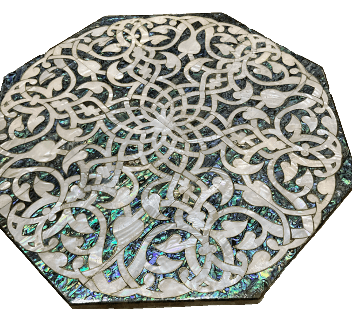 Handmade Wooden End Table Carving Wood Table Home Decor Mother of Pearl Inlay - Laila Hand Made Gifts