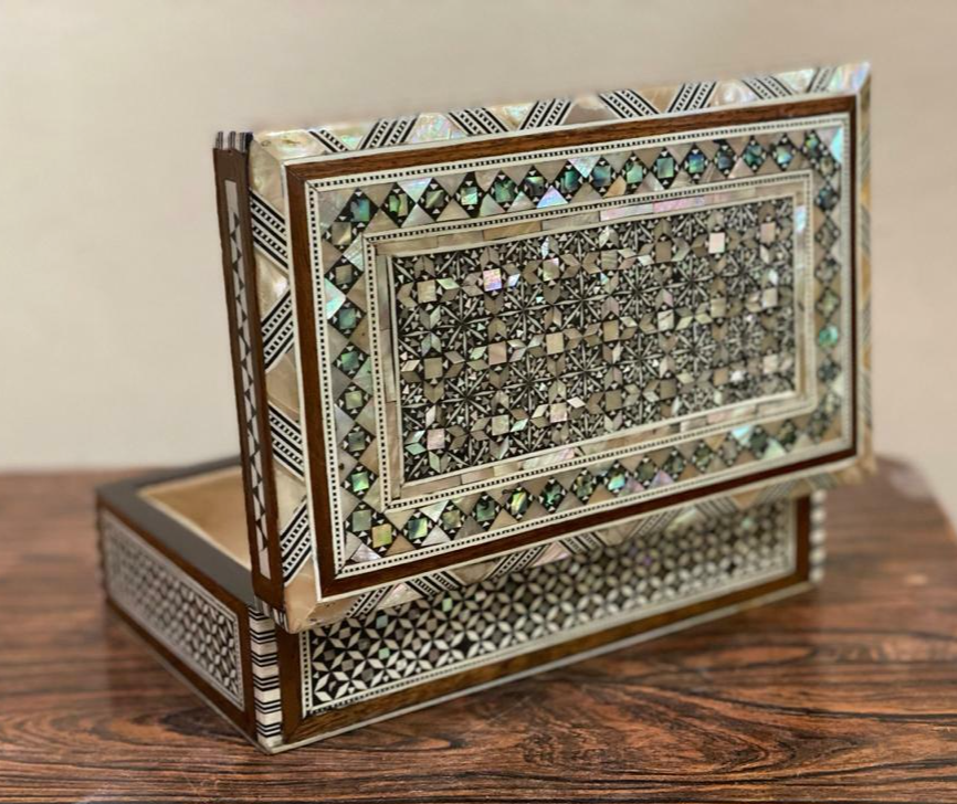 Handmade Wooden Jewelry Box Wood Trinket Storage Wood Box Mother of Pearl Inlay