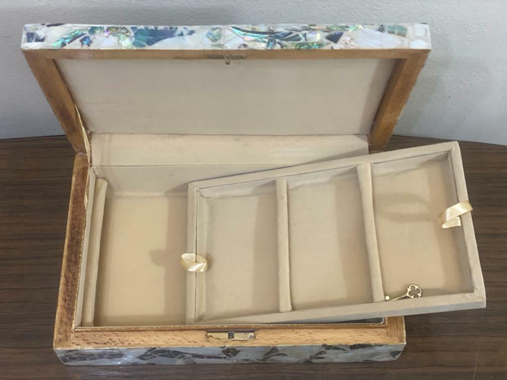 Handmade Wooden Jewelry Box Wood Trinket Storage Wood Box Mother of Pearl Inlay