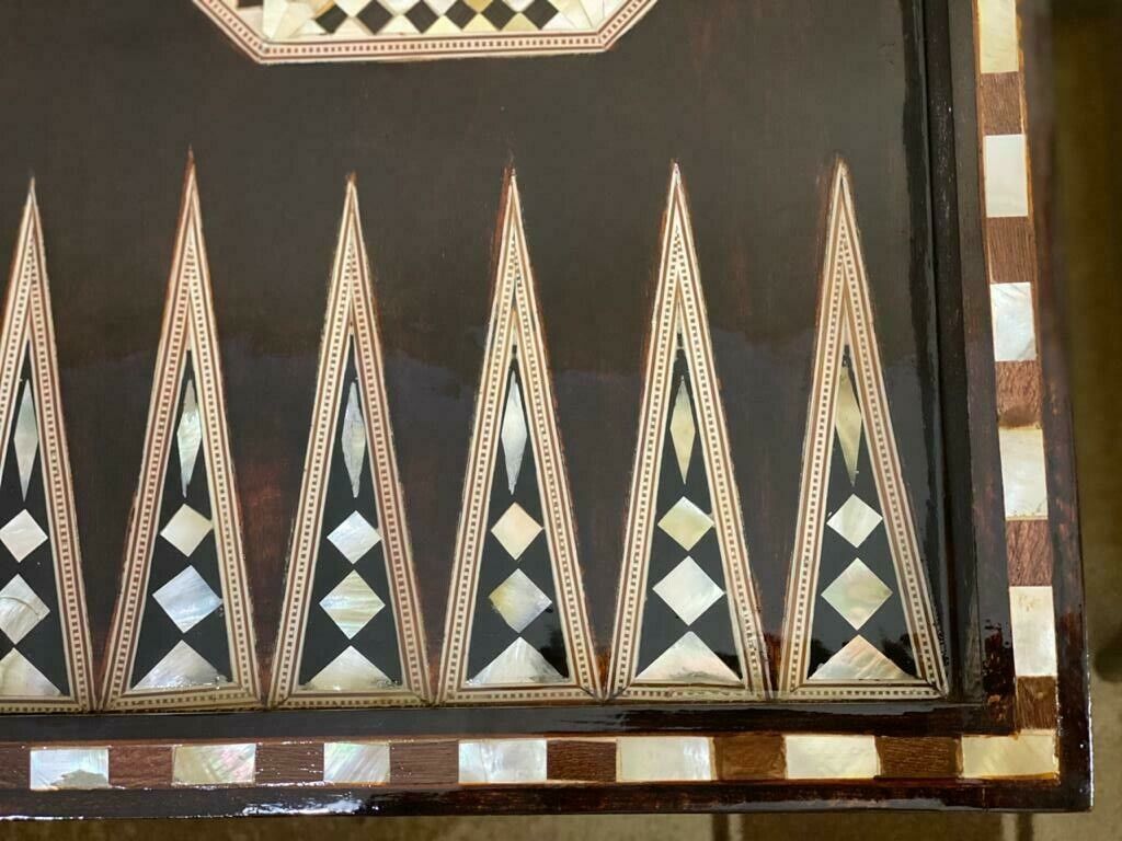Handmade, Wooden Backgammon Board, Wood Chess Board, Mother of Pearl Inlay (21")