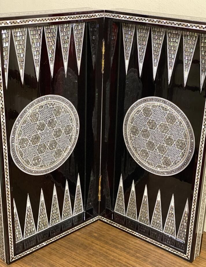 Handmade, Wooden Backgammon Board, Wood Chess Board, Mother of Pearl Inlay (20")
