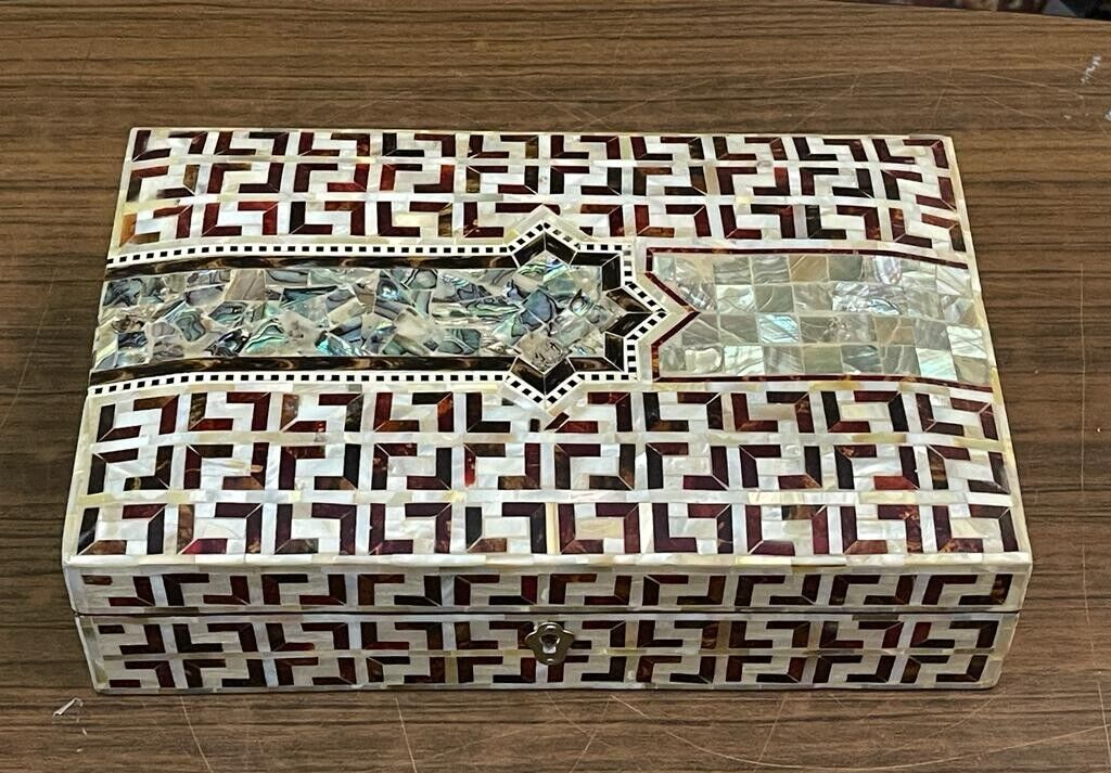 Handmade Wooden Jewelry Box Wood Trinket Storage Wood Box Mother of Pearl Inlay