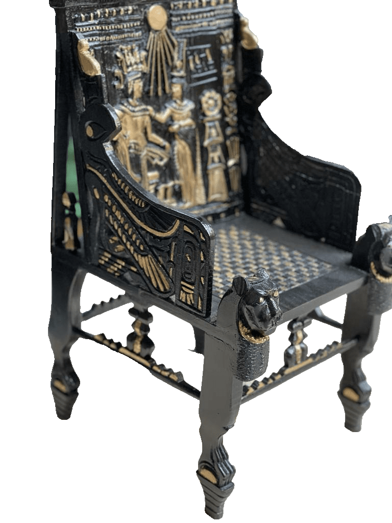 Handmade, Antique Carving Wood Chair, King TUT ANKH AMON, Pharaonic Wood Chair - Laila Hand Made Gifts