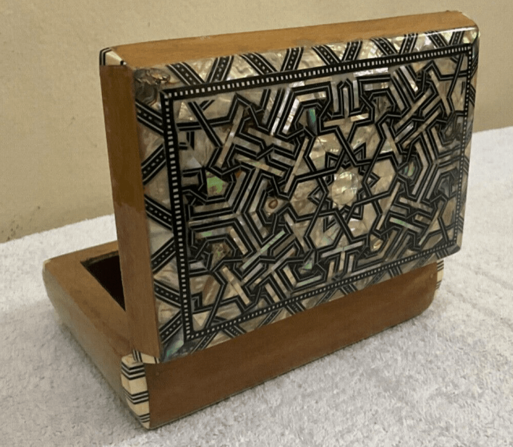 Handmade Wooden Jewelry Box Wood Trinket Storage Wood Box Mother of Pearl Inlay - Laila Hand Made Gifts