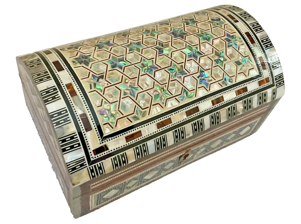 Handmade Wooden Jewelry Box Wood Trinket Storage Wood Box Mother of Pearl Inlay