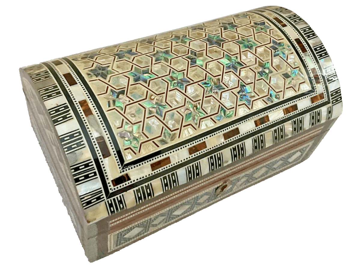 Handmade Wooden Jewelry Box Wood Trinket Storage Wood Box Mother of Pearl Inlay - Laila Hand Made Gifts