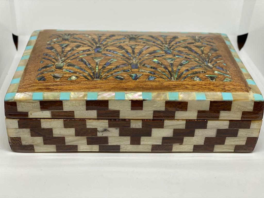 Handmade Wooden Jewelry Box Wood Trinket Storage Wood Box Mother of Pearl Inlay