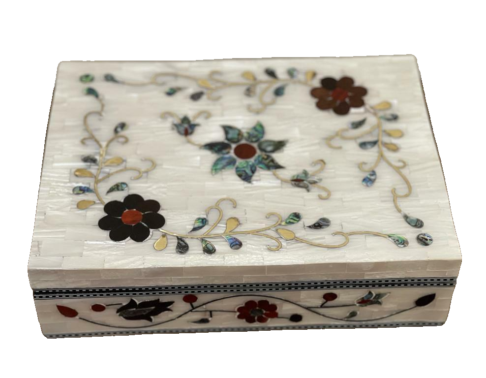 Handmade Wooden Jewelry Box Wood Trinket Storage Wood Box Mother of Pearl Inlay