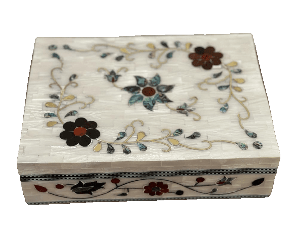 Handmade Wooden Jewelry Box Wood Trinket Storage Wood Box Mother of Pearl Inlay - Laila Hand Made Gifts