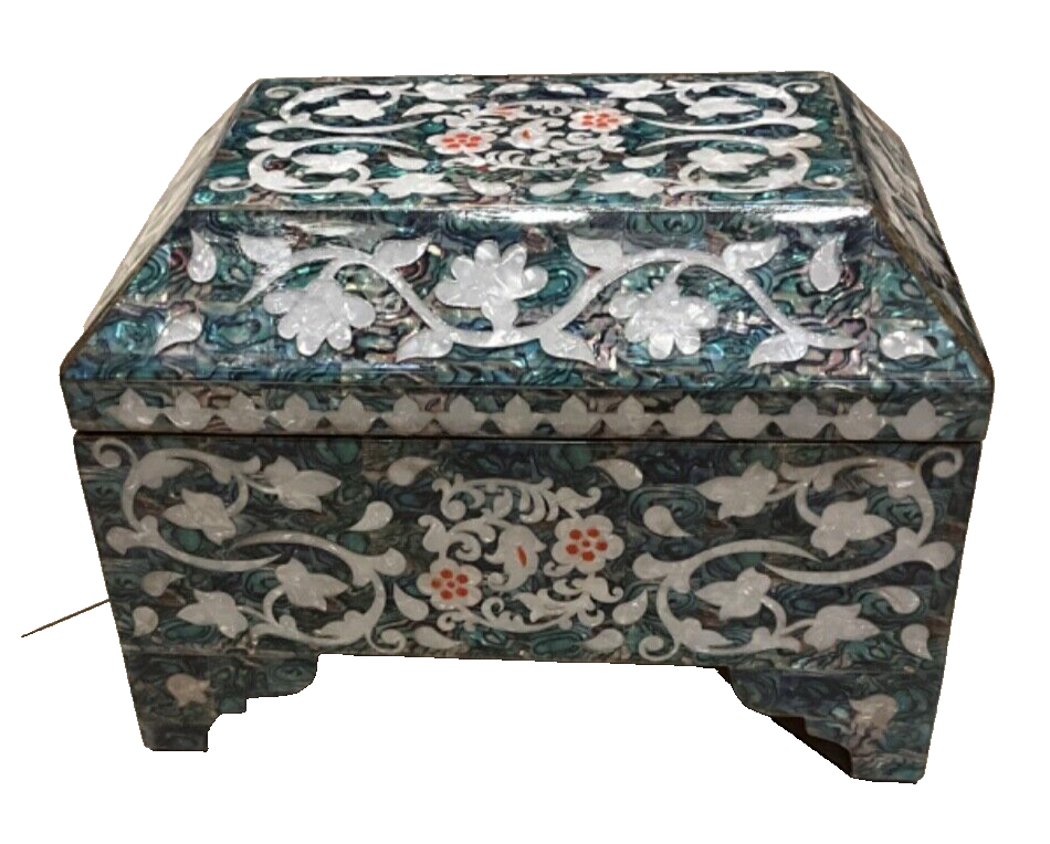Handmade Wooden Jewelry Box Wood Trinket Storage Wood Box Mother of Pearl Inlay