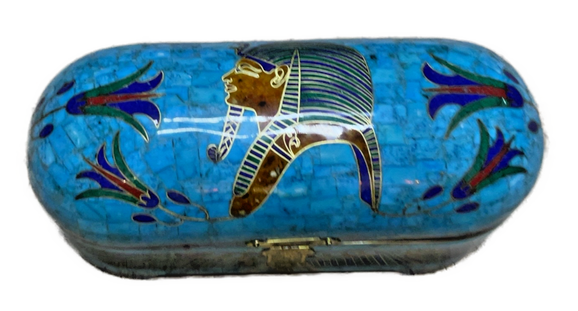 Handmade Antique Wood Jewelry Box, Gift Box, Wood Box, Inlaid Gemstones & Copper