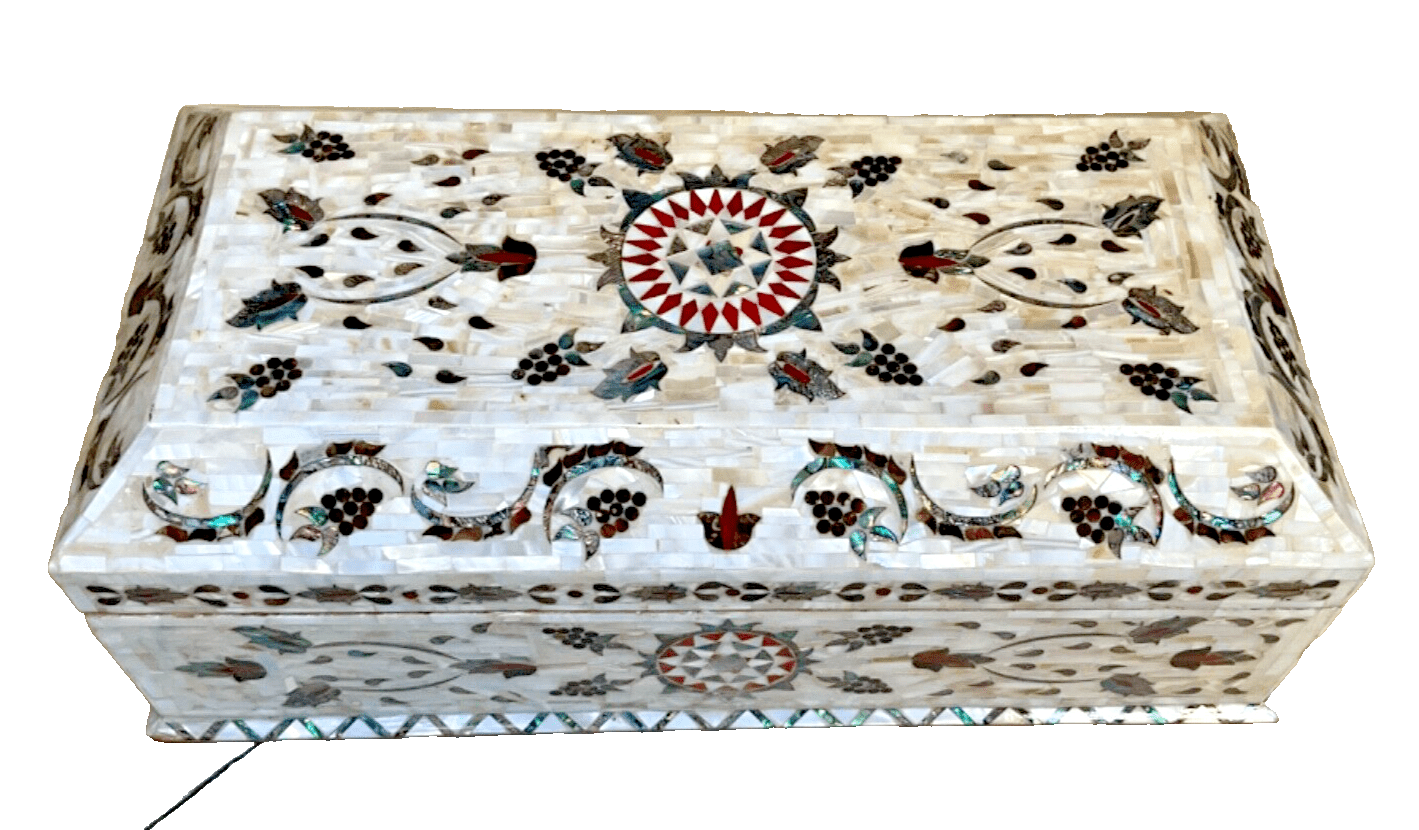 Handmade Wooden Jewelry Box Wood Trinket Storage Wood Box Mother of Pearl Inlay - Laila Hand Made Gifts