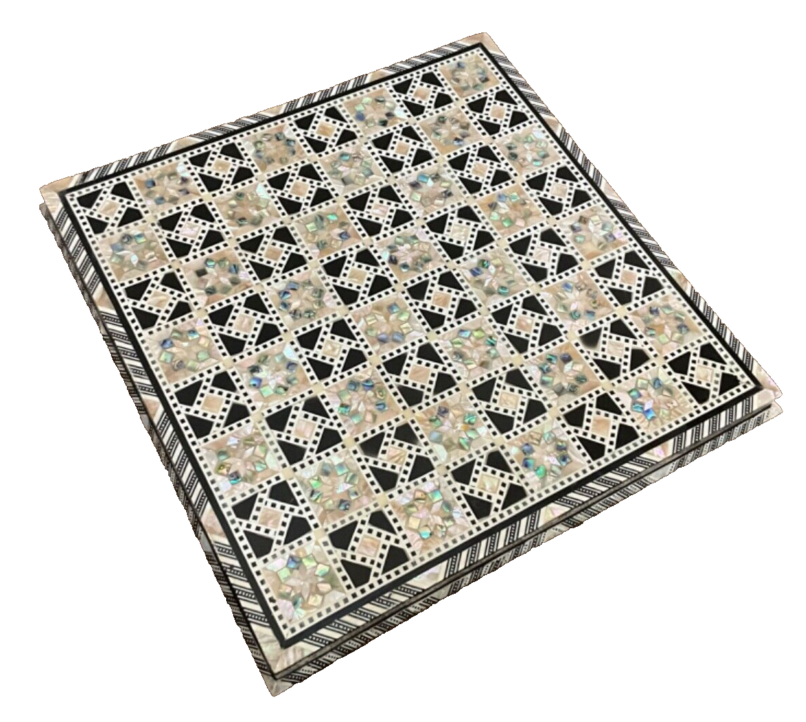 Handmade, Wood Chess Board, Game Board, Unique Board, Inlaid Mother of Pearl 12"