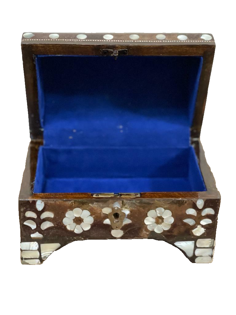 Handmade Wooden Jewelry Box Wood Trinket Storage Wood Box Mother of Pearl Inlay