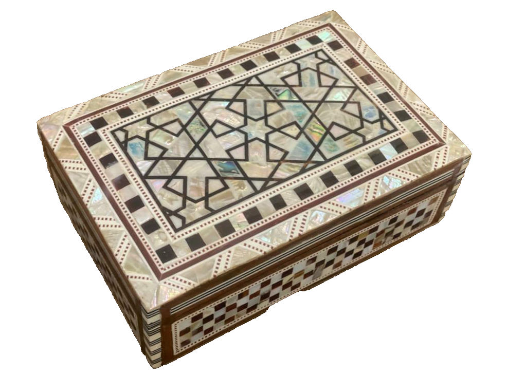 Handmade Wooden Jewelry Box Wood Trinket Storage Wood Box Mother of Pearl Inlay