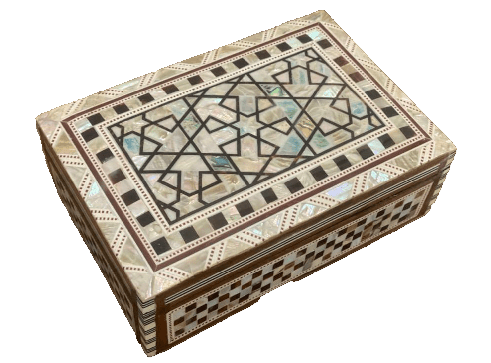 Handmade Wooden Jewelry Box Wood Trinket Storage Wood Box Mother of Pearl Inlay - Laila Hand Made Gifts