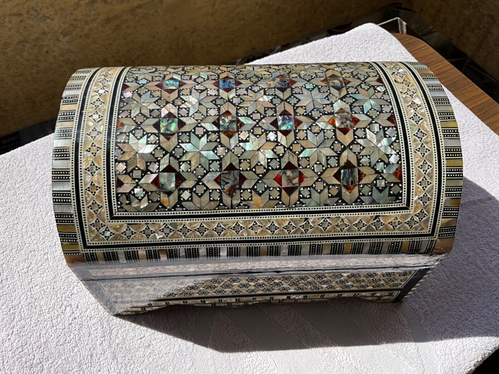 Handmade Wooden Jewelry Box Wood Trinket Storage Wood Box Mother of Pearl Inlay