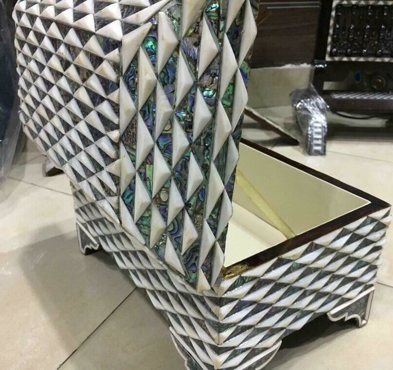 Handmade Wooden Jewelry Box Wood Trinket Storage Wood Box Mother of Pearl Inlay - Laila Hand Made Gifts