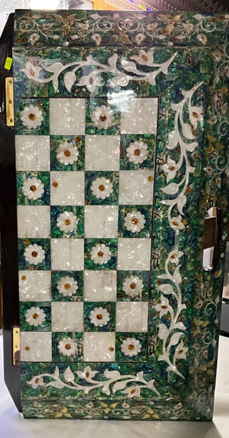 Handmade, Wooden Backgammon Board, Wood Chess Board, Game Board, Mother of Pearl