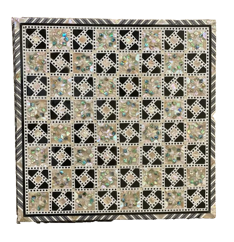 Handmade, Wood Chess Board, Game Board, Unique Board, Inlaid Mother of Pearl 12"