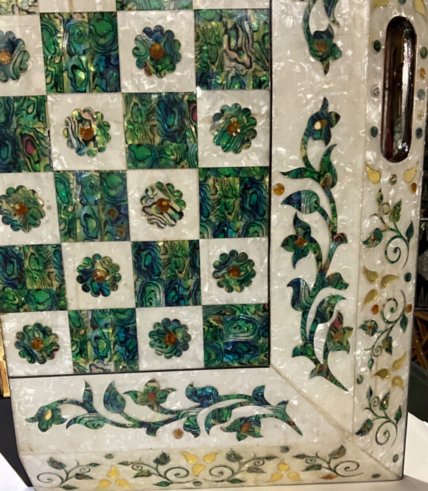 Handmade, Wood Backgammon Board, Wood Chess Board, Inlaid Shell, Make to Order