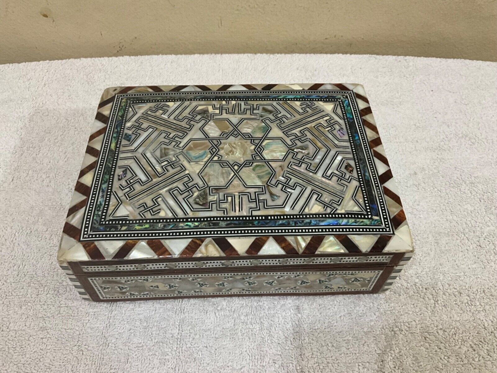 Handmade Wooden Jewelry Box Wood Trinket Storage Wood Box Mother of Pearl Inlay