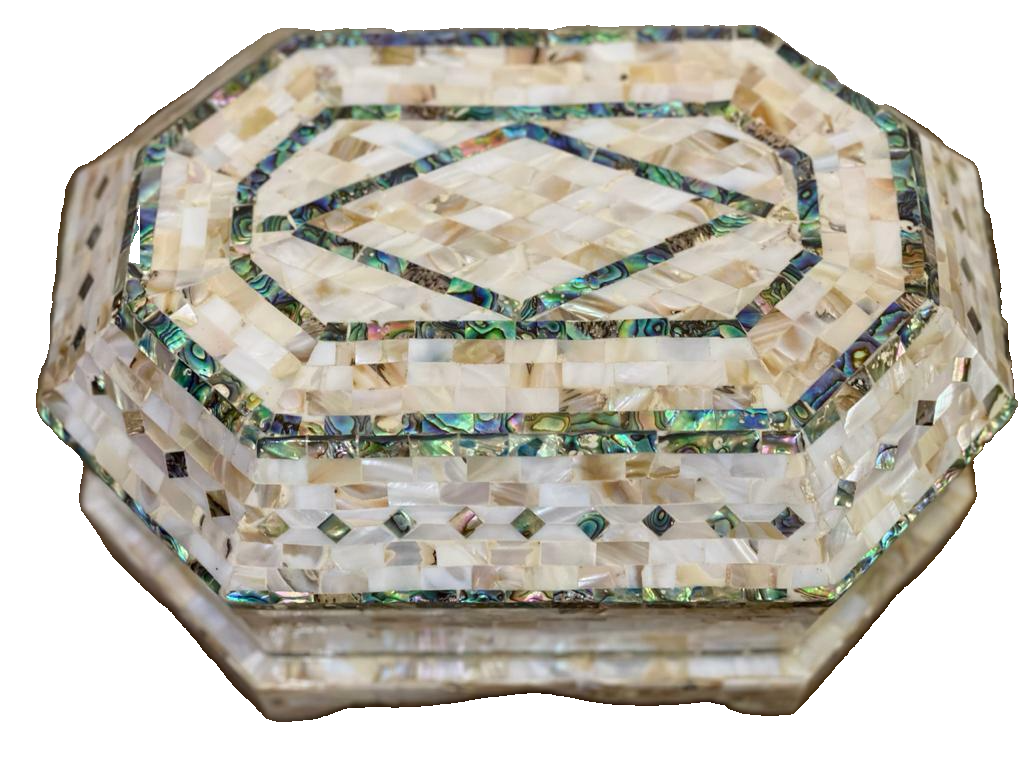 Handmade Wooden Jewelry Box Wood Trinket Storage Wood Box Mother of Pearl Inlay