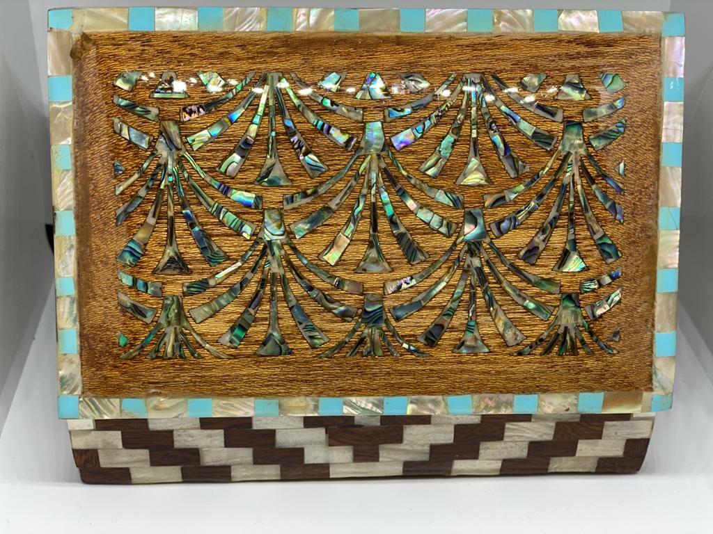 Handmade Wooden Jewelry Box Wood Trinket Storage Wood Box Mother of Pearl Inlay