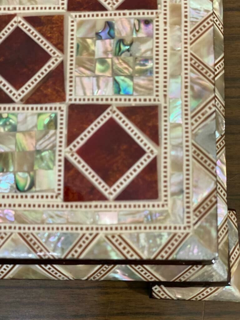 Handmade, Wood Chess Board, Chess Set, Game Board, Inlaid Mother of Pearl (13")