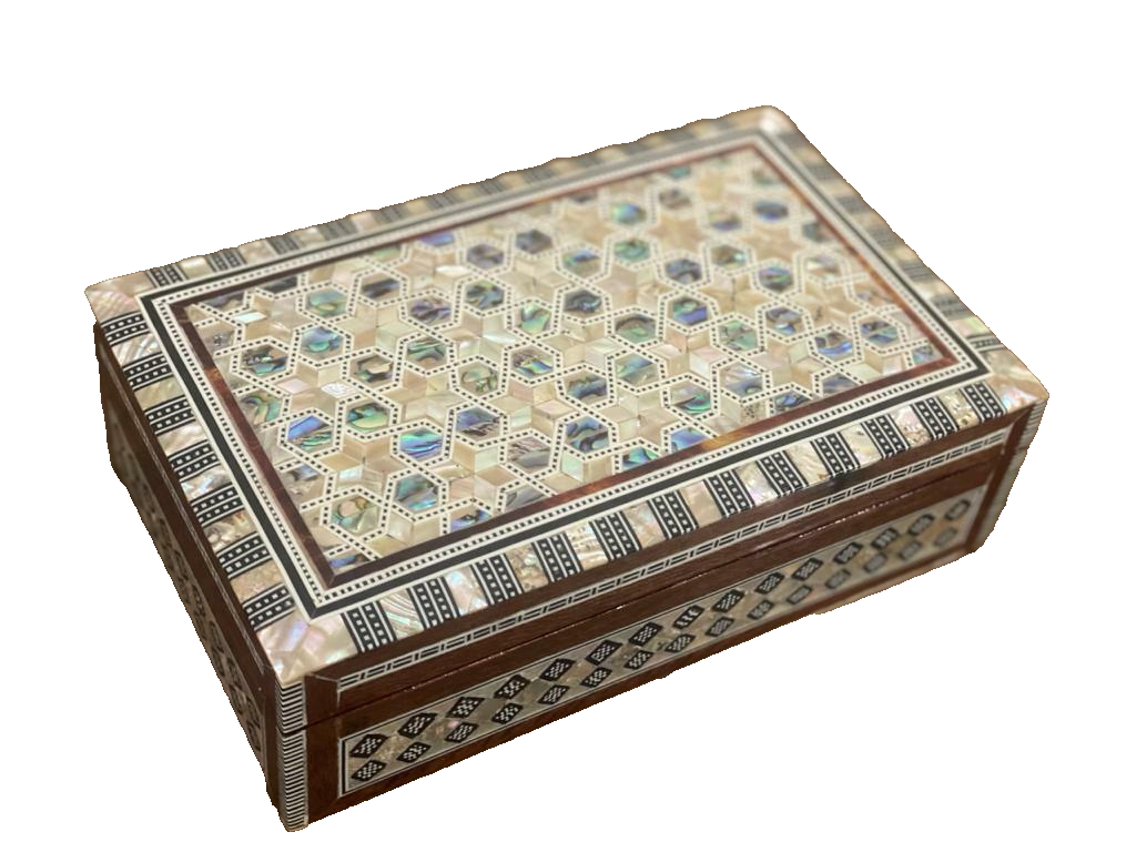Handmade Wooden Jewelry Box Wood Trinket Storage Wood Box Mother of Pearl Inlay