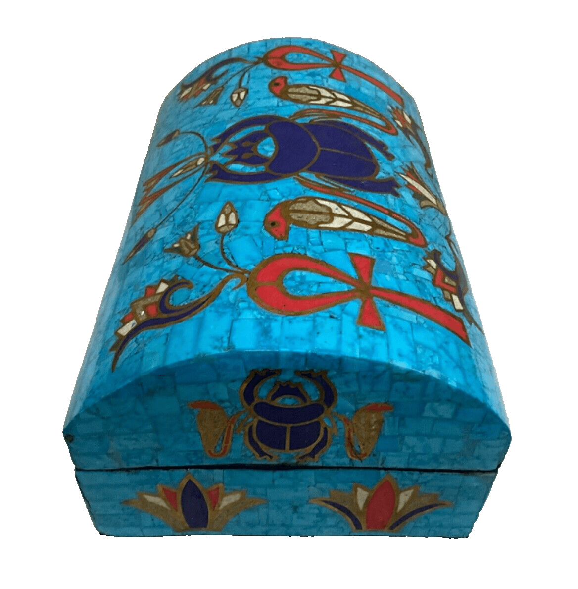 Handmade Antique Wood Jewelry Box, Gift Box, Wood Box, Inlaid Gemstones & Copper - Laila Hand Made Gifts