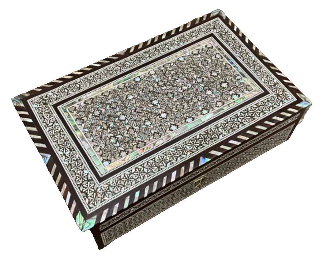 Handmade Wooden Jewelry Box Wood Trinket Storage Wood Box Mother of Pearl Inlay