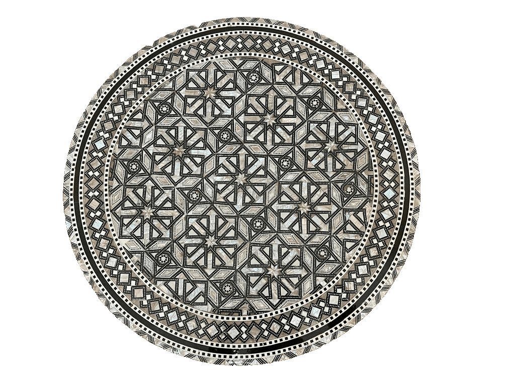 Handmade Wooden End Table Carving Wood Table Home Decor Mother of Pearl Inlay - Laila Hand Made Gifts