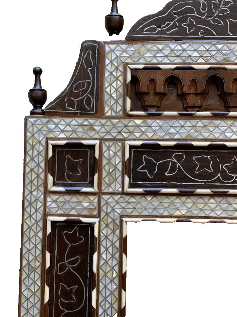 Handmade Mother of pearl Inlay Wood Wall Hanging Mirror Frame Antique Home Decor - Laila Hand Made Gifts