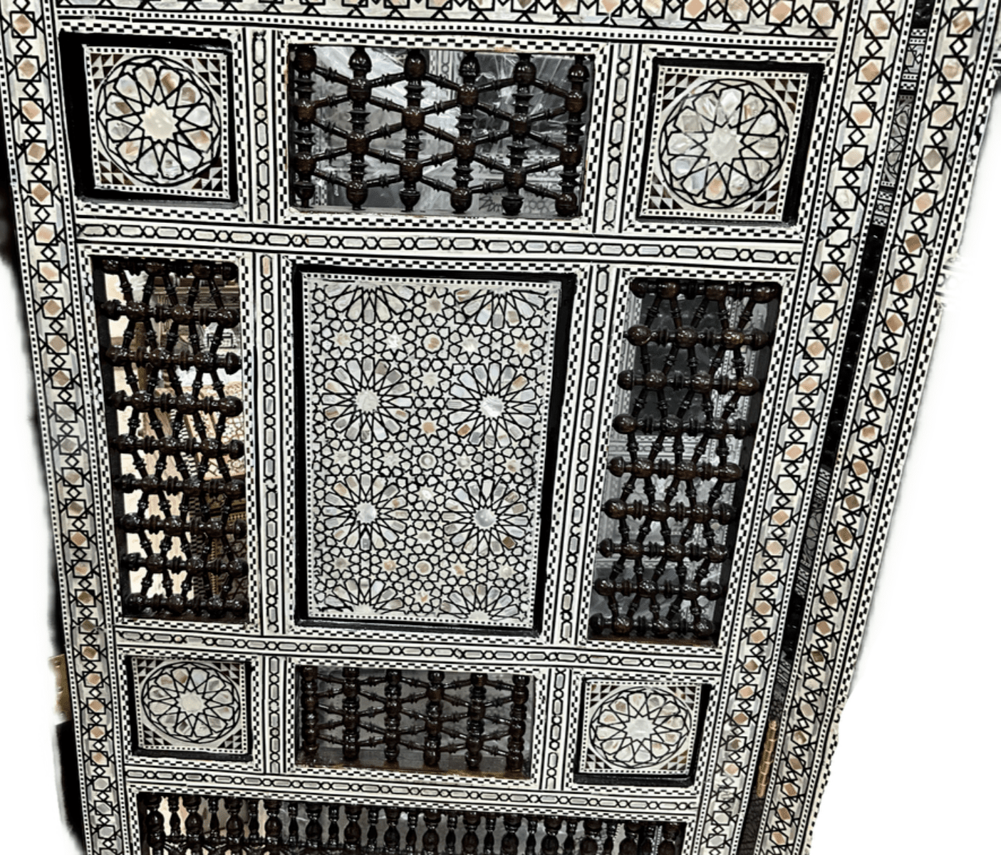 3 Panel Folding Wooden Room Divider Partition Privacy Screen Carving Wood Inlay - Laila Hand Made Gifts