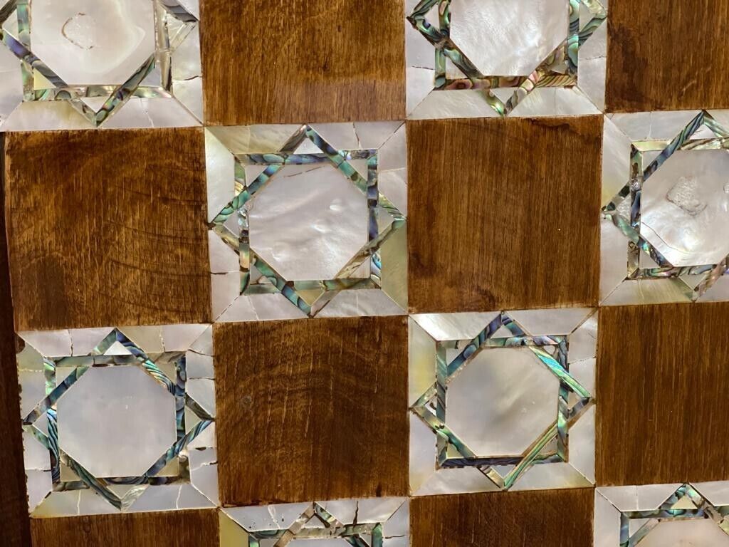 Handmade, Wooden Backgammon Board, Wood Chess Board, Mother of Pearl Inlay (20") - Laila Hand Made Gifts
