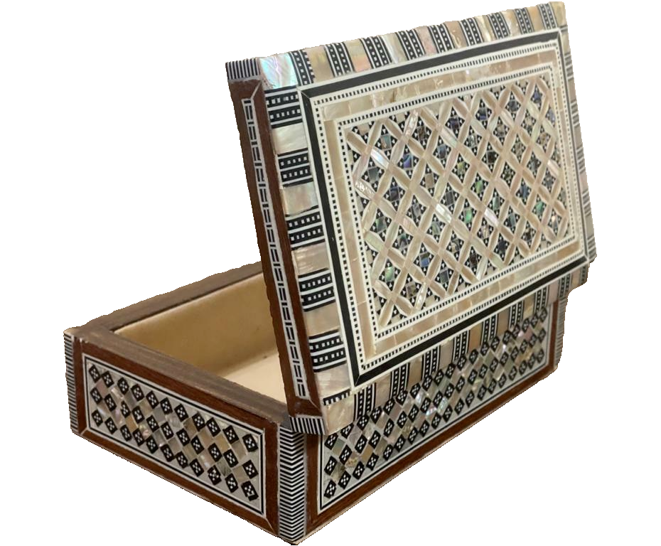 Handmade Wooden Jewelry Box Wood Trinket Storage Wood Box Mother of Pearl Inlay