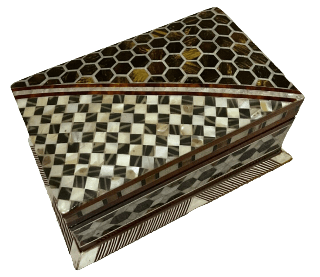 Handmade Wooden Jewelry Box Wood Trinket Storage Wood Box Mother of Pearl Inlay - Laila Hand Made Gifts