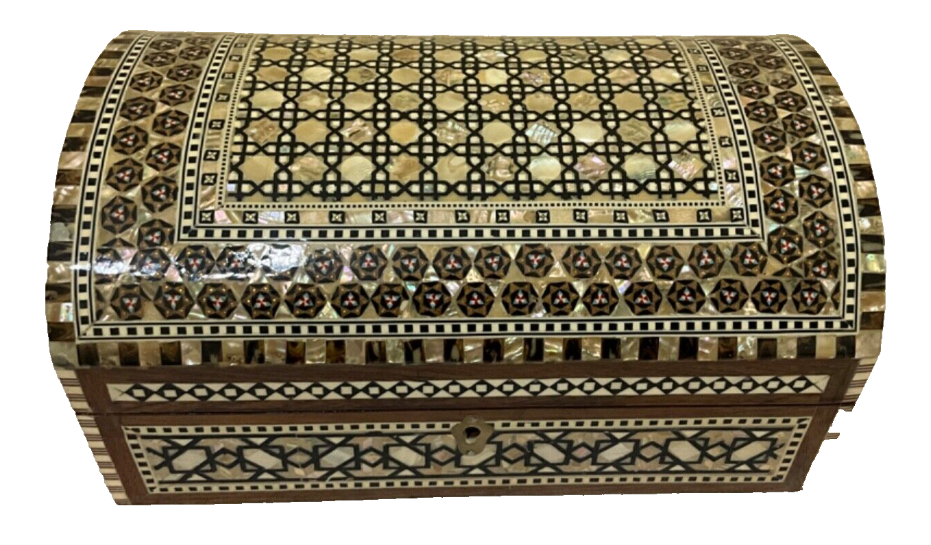 Handmade Wooden Jewelry Box Wood Trinket Storage Wood Box Mother of Pearl Inlay