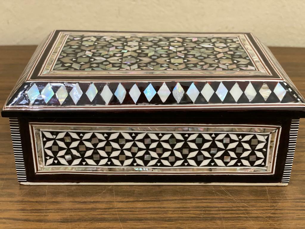 Handmade Wooden Jewelry Box Wood Trinket Storage Wood Box Mother of Pearl Inlay