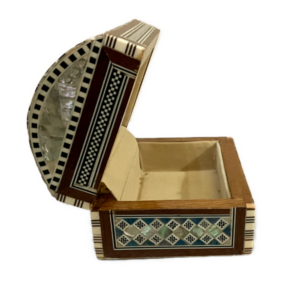 Handmade Wooden Jewelry Box Wood Trinket Storage Wood Box Mother of Pearl Inlay
