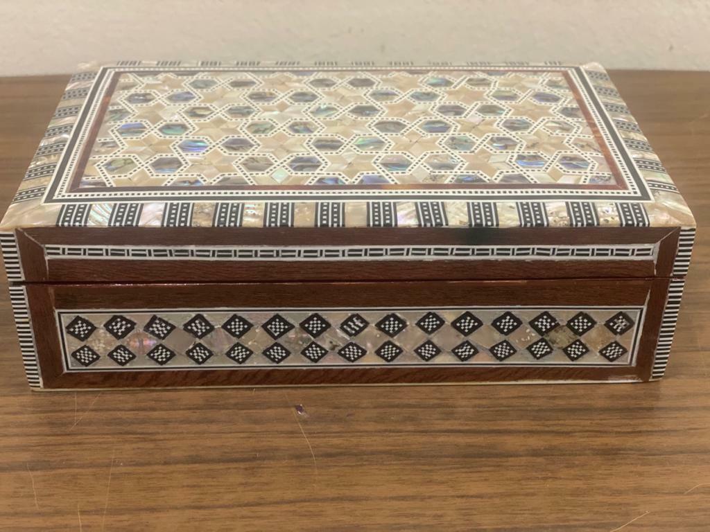 Handmade Wooden Jewelry Box Wood Trinket Storage Wood Box Mother of Pearl Inlay