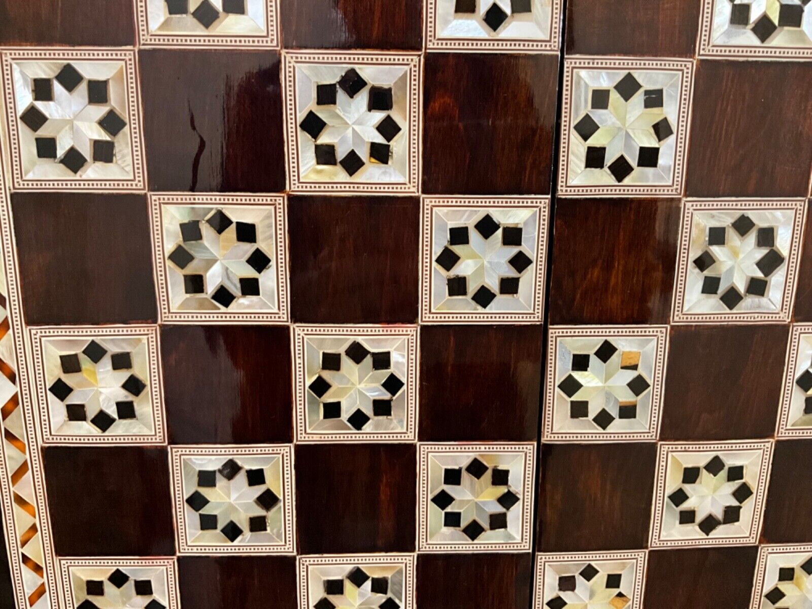 Handmade, Wooden Backgammon Board, Wood Chess Board, Mother of Pearl Inlay (21") - Laila Hand Made Gifts