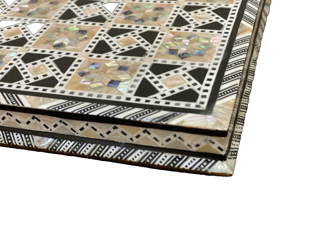 Handmade, Wood Chess Board, Game Board, Unique Board, Inlaid Mother of Pearl 12"