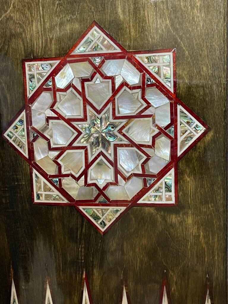 Handmade, Wooden Backgammon Board, Wood Chess Board, Mother of Pearl Inlay (21") - Laila Hand Made Gifts