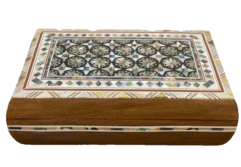 Handmade Wooden Jewelry Box Wood Trinket Storage Wood Box Mother of Pearl Inlay