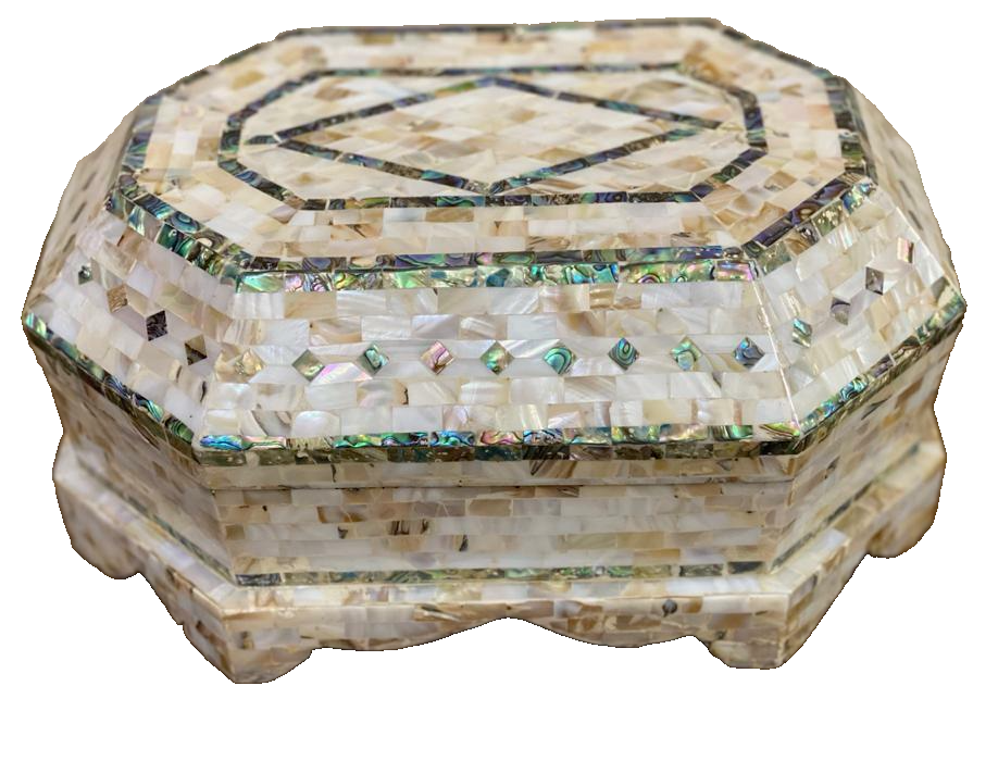 Handmade Wooden Jewelry Box Wood Trinket Storage Wood Box Mother of Pearl Inlay