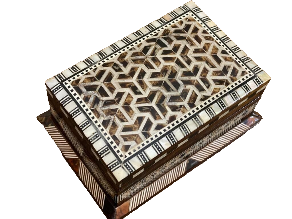 Handmade Wooden Jewelry Box Wood Trinket Storage Wood Box Mother of Pearl Inlay